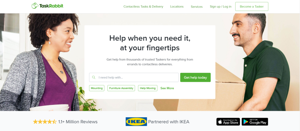 Landing page de TaskRabbit