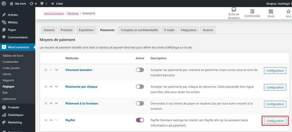 m&eacute;thodes de paiement woocommerce