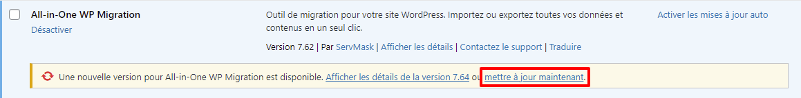 mettre &agrave; jour manuellement une extension WordPress