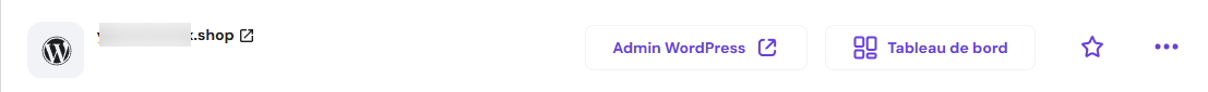 Boutons admin WordPress et Tableau de bord d'un site WordPress sur hPanel
