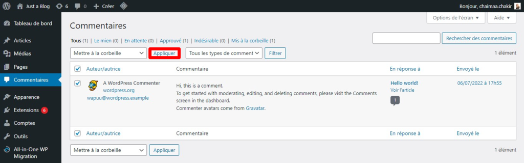 supprimer tous les commentaires existants sous chaque article et page wordpress