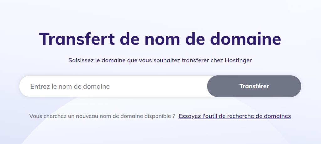 L'outil de transfert de domaine de Hostinger