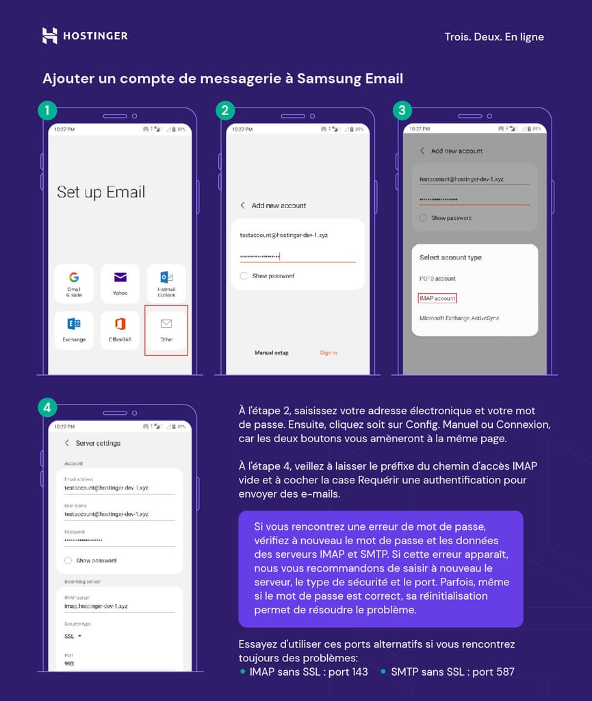 Ajouter un compte de messagerie &agrave; Samsung Email