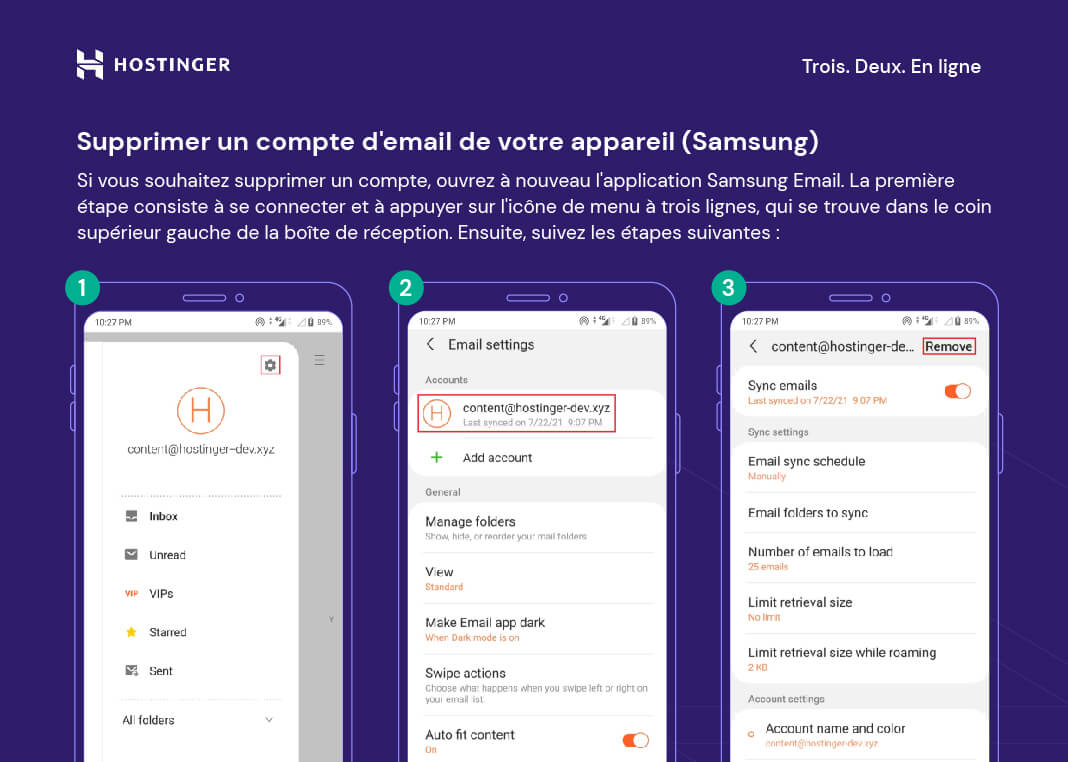 Supprimer un compte d'email de votre appareil (Samsung)