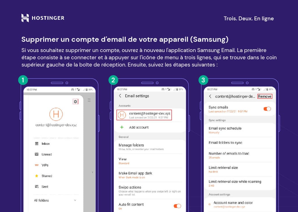 Supprimer un compte d'email de votre appareil (Samsung)