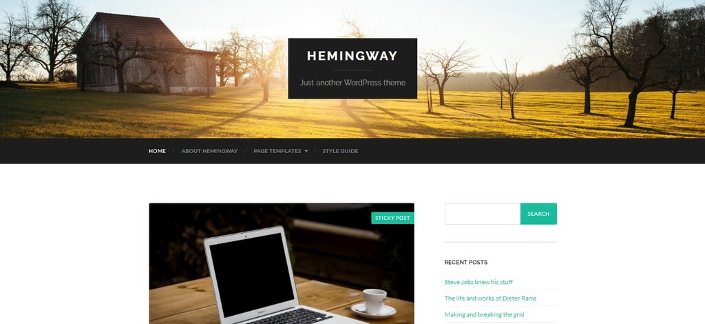 Hemingway, th&egrave;me de blog WordPress gratuit 