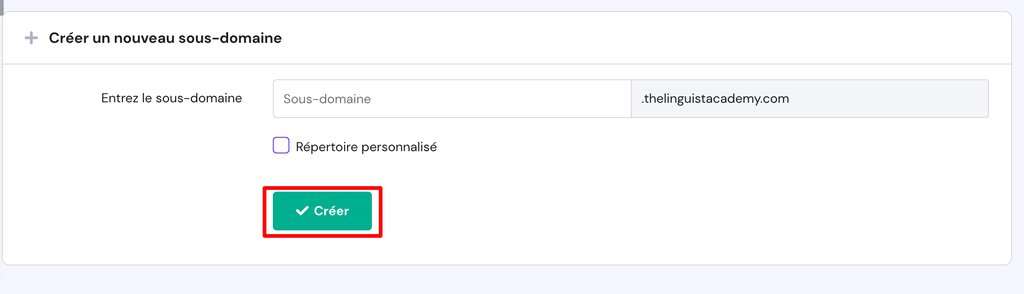 Cr&eacute;er un sous-domaine  chez Hostinger
