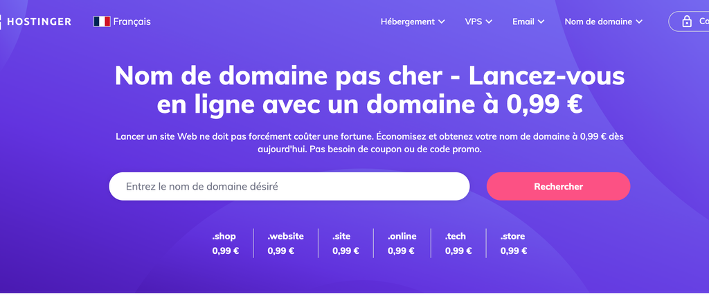 Page d'h&eacute;bergement WordPress de Hostinger
