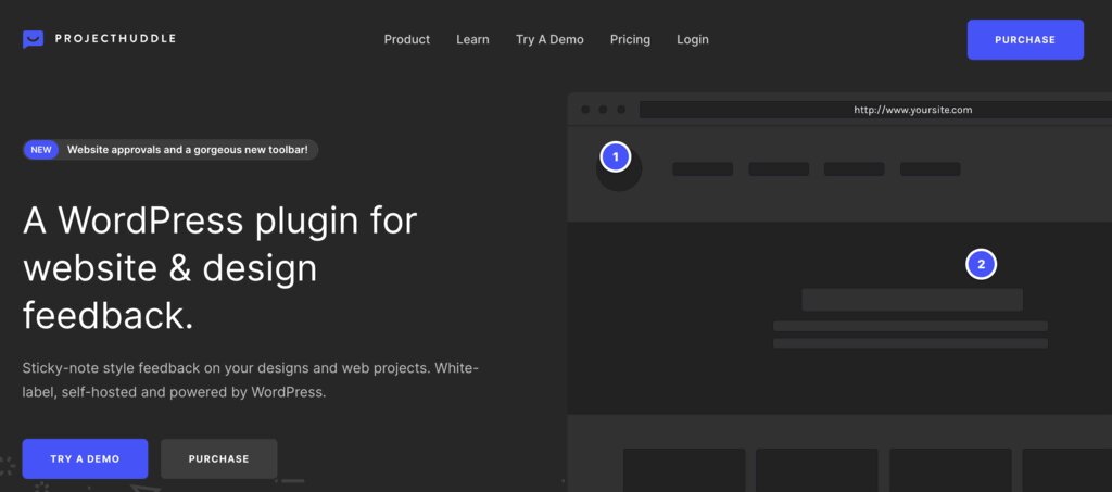 La page d'accueil de Project Huddle, un outil collaboratif en ligne 