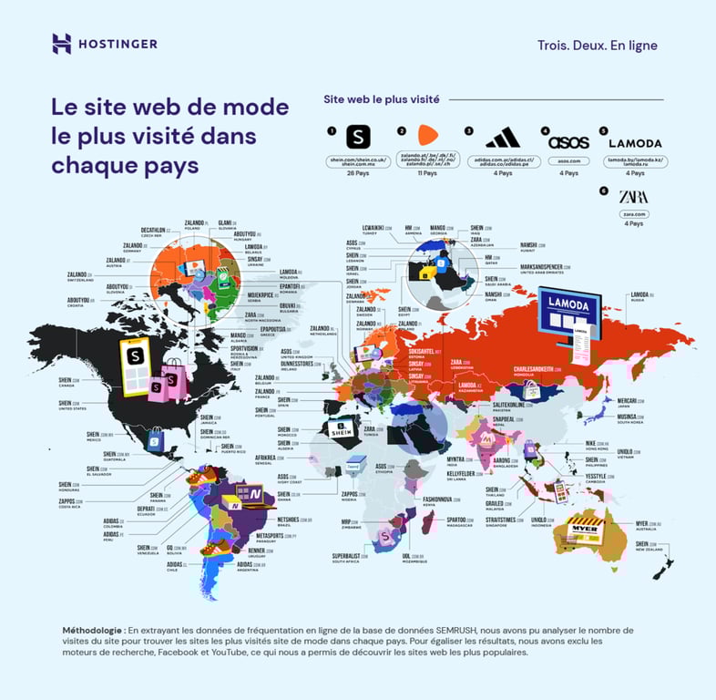 Le site web de mode le plus visit&eacute; dans chaque pays