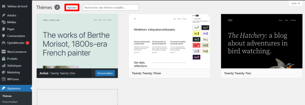 Ajouter un nouveau th&egrave;me sur WordPress