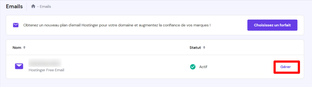 G&eacute;rer un compte e-mail sur hPanel