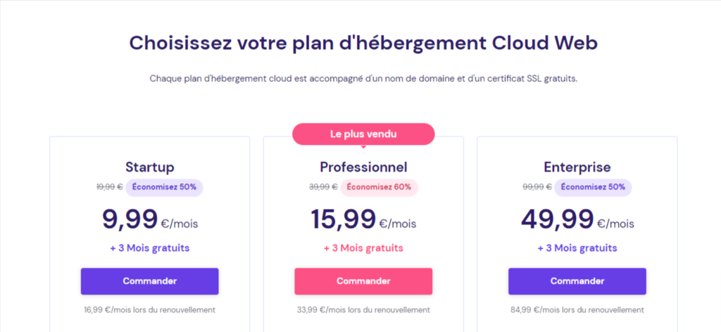 h&eacute;bergement Cloud Hostinger