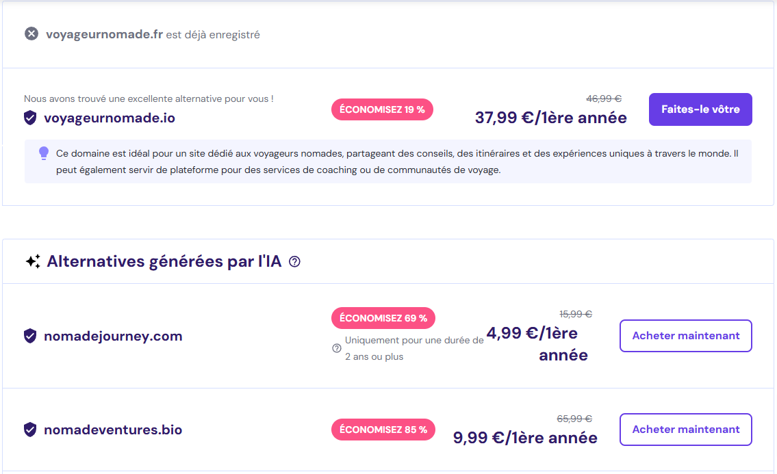 Vérifier la disponibilité d'un domaine avec le vérificateur de noms de domaine de Hostinger