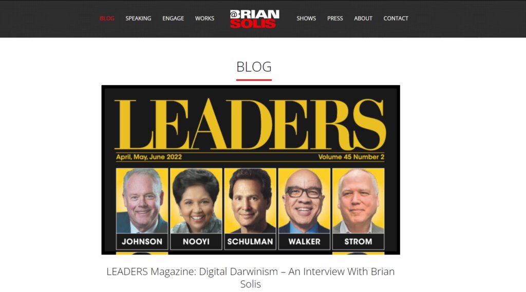 Capture d'&eacute;cran du blog de Brian Solis 