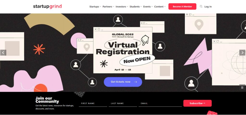 Capture d'&eacute;cran du blog Startup Grind 