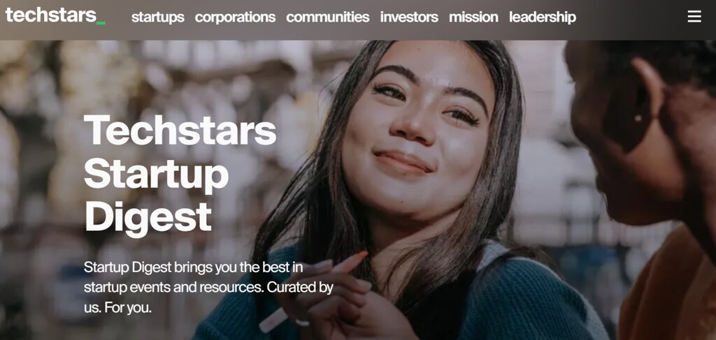 Capture d'&eacute;cran du site Techstars Startup Digest 