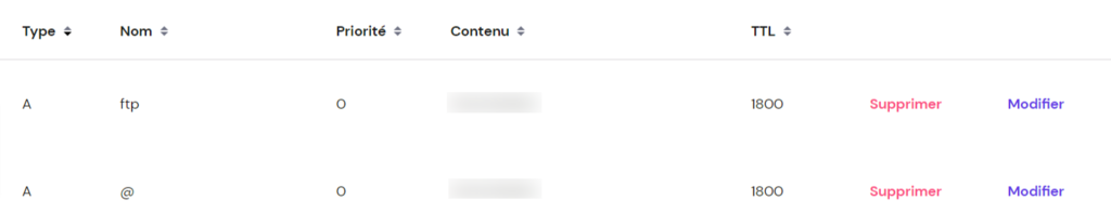 V&eacute;rifier les enregistrements A du domaine via l'&eacute;diteur de zone DNS 