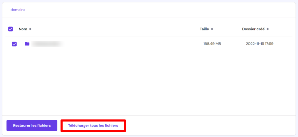 T&eacute;l&eacute;charger les fichiers du site web sur hPanel