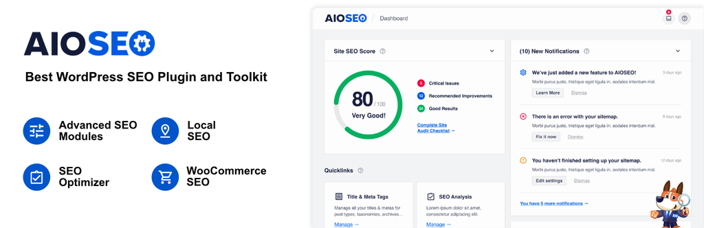 La banni&egrave;re de All in One SEO (AIOSEO)
