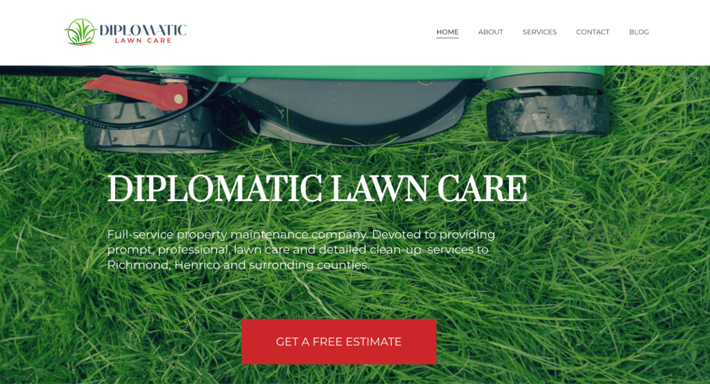 Page d'accueil de Diplomatic Lawn Care