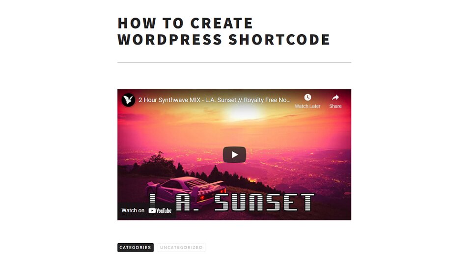 shortcode-video-intégrée Exemple d'un article WordPress avec un lecteur vidéo incorporé