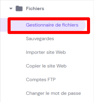 Bouton gestionnaire de fichiers sur hPanel