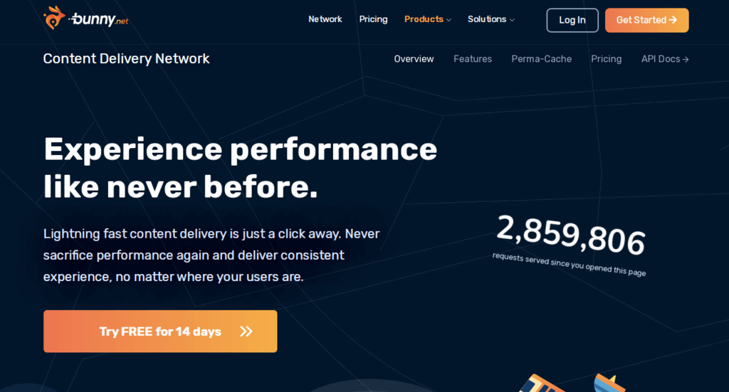 Page d'accueil de Bunny.net