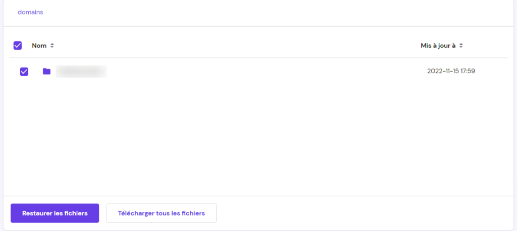 Choisir les fichiers à restaurer