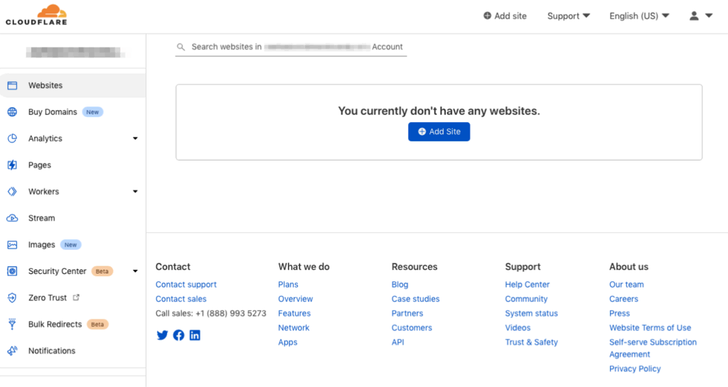 Ajout d'un site sur Cloudflare 