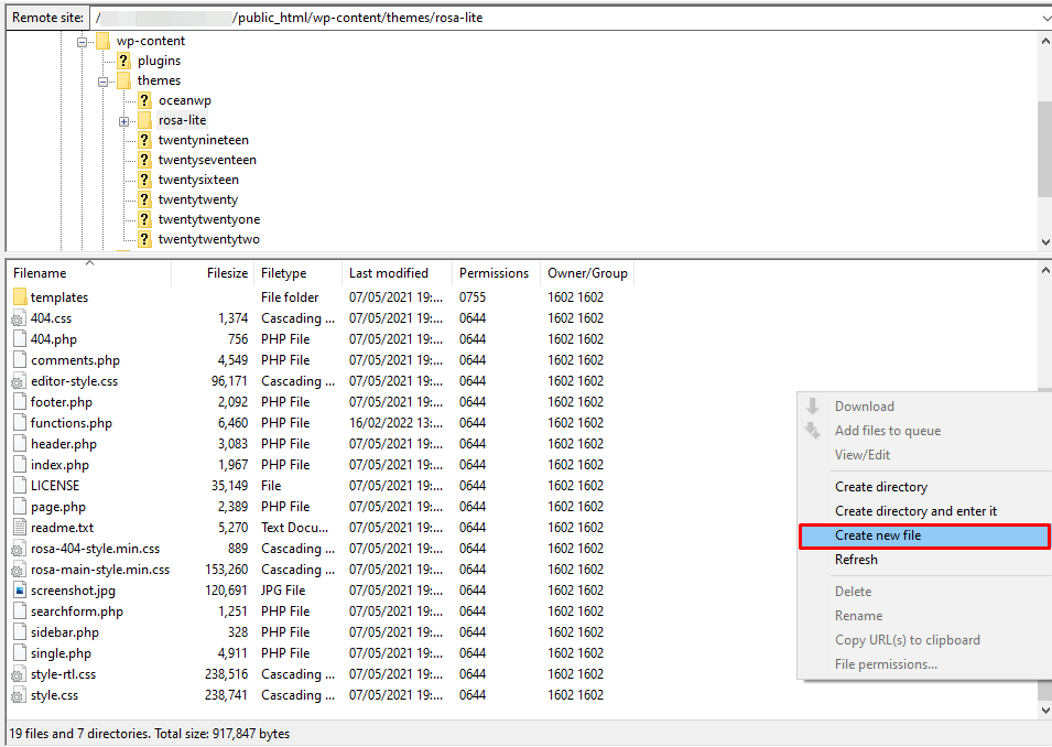creer-fichier-filezilla Créer un nouveau fichier sur filezilla