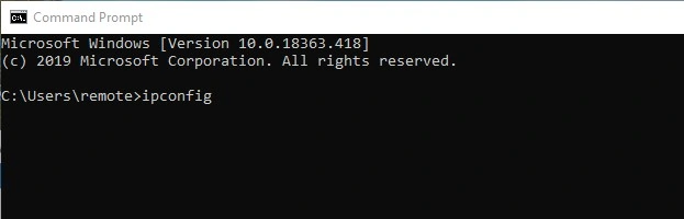 Invite de commande Windows avec entr&eacute;e ipconfig