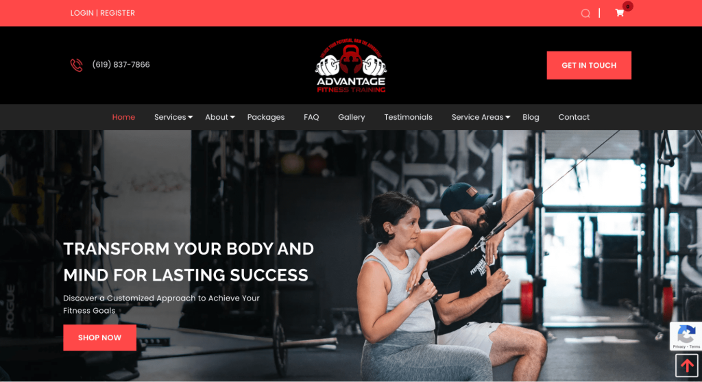 Page d'accueil de Advantage Fitness Training