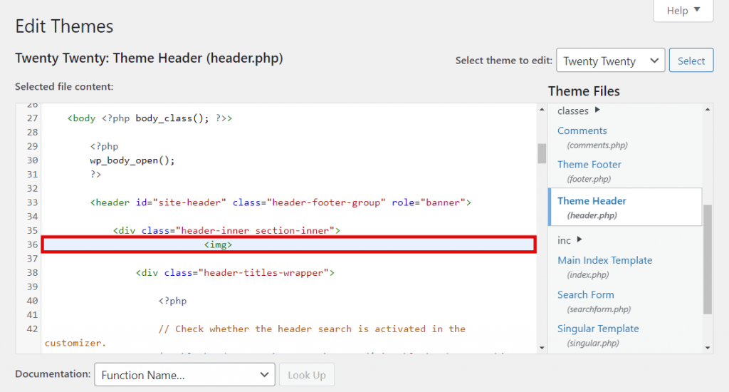 Fichier d'en-t&ecirc;te du th&egrave;me (header.php).