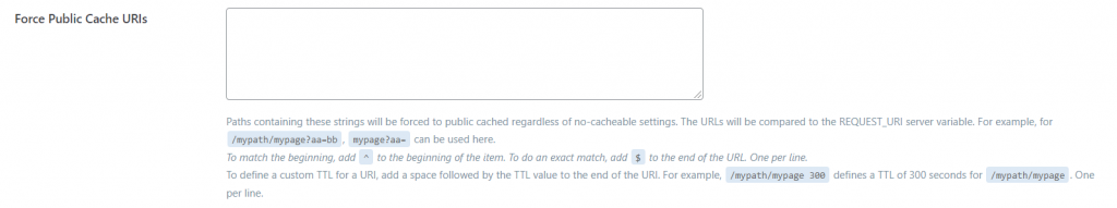 Option permettant de forcer la mise en cache publique des URI s&eacute;lectionn&eacute;s