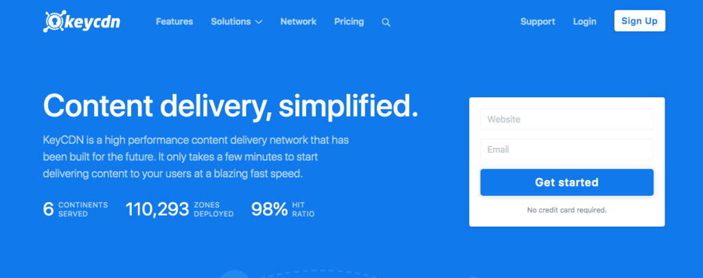 Page d'accueil de Keycdn