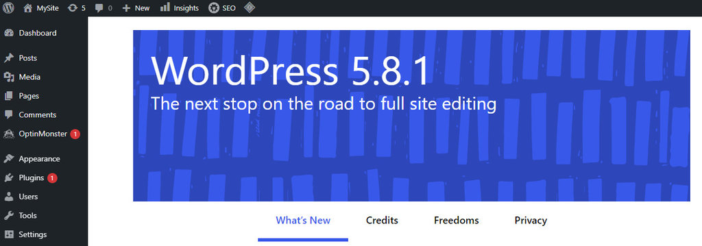 mise a jour r&eacute;ussite du site wordpress 