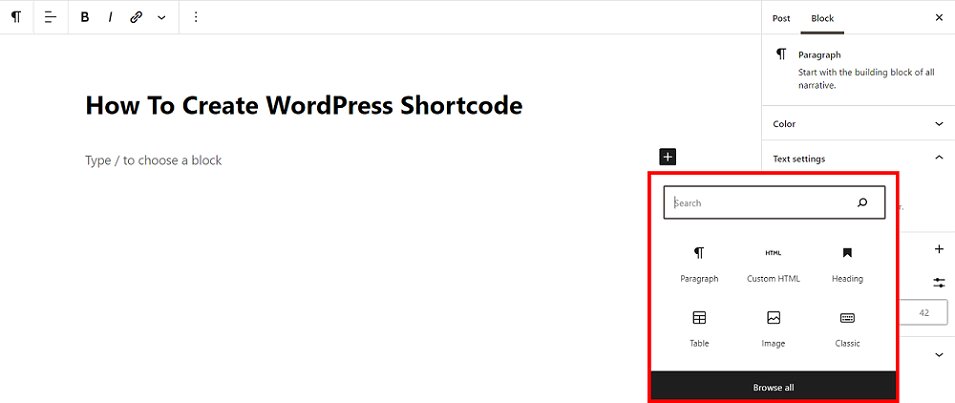 wordpress-editeur-gutenberg Comment utiliser Gutenberg pour ajouter un shortcode à WordPress