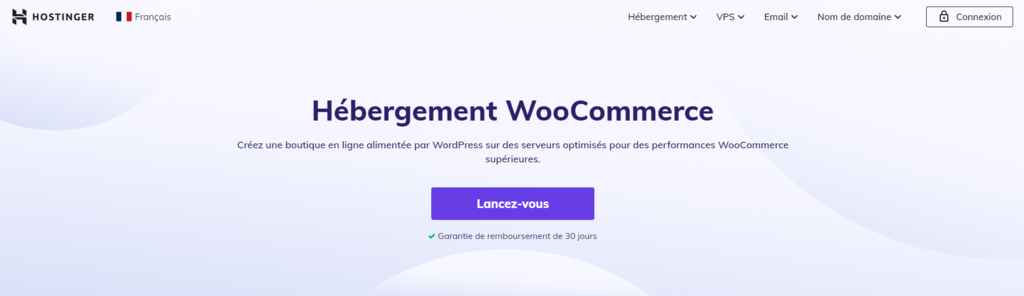 Page d'accueil h&eacute;bergement Woocommerce