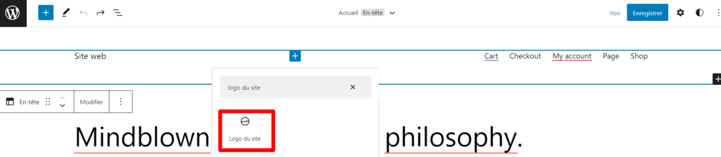 Ajouter un bloc de logo du site sur l'&eacute;diteur Gutenberg