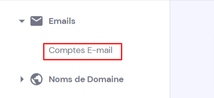 Fonctionnalit&eacute; des comptes de messagerie de hPanel mise en &eacute;vidence