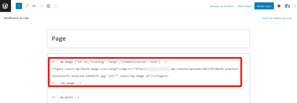 Une partie du code repr&eacute;sentant une image.