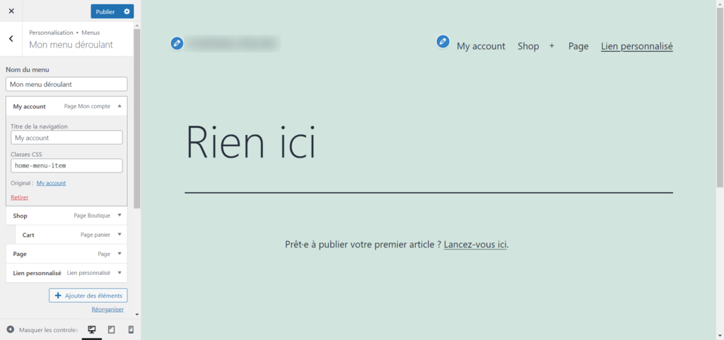 apparence du personnalisateur WordPress via le mode aper&ccedil;u en direct