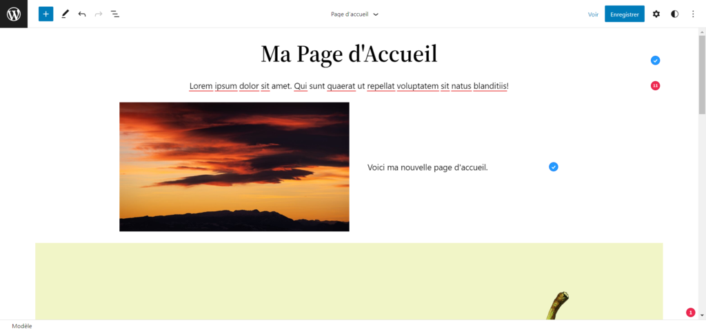 Cr&eacute;ation d'un nouveau template de page personnalis&eacute; &agrave; l'aide de l'&eacute;diteur de blocs WordPress