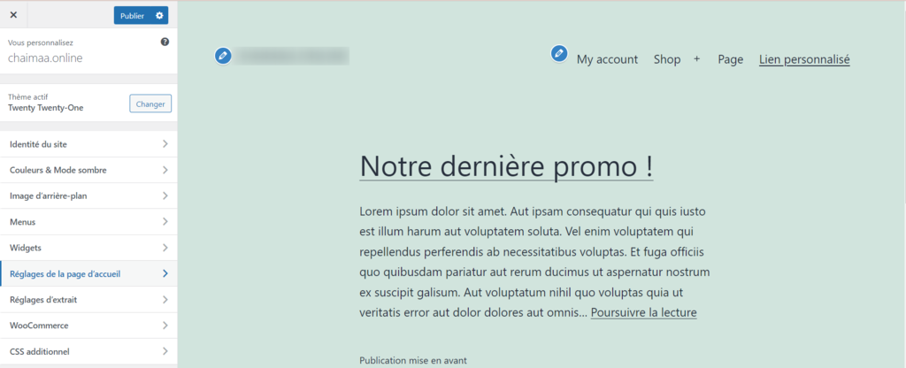 Les diff&eacute;rents outils de personnalisation fournis dans le personnalisateur de th&egrave;me
