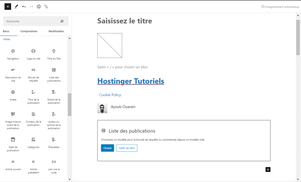 options de formattage de l'&eacute;diteur de blocs wordpress