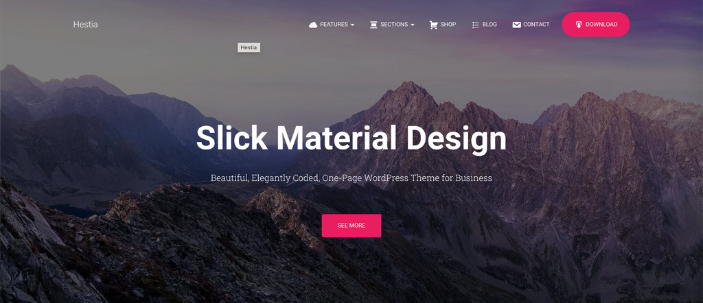 Hestia Hestia, un thème WooCommerce WordPress