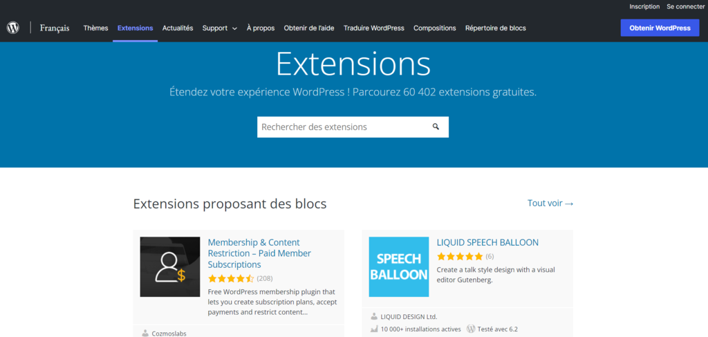 R&eacute;pertoire des extensions WordPress