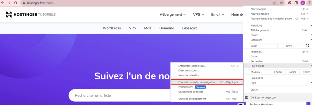 Effacer les donn&eacute;es de navigation sur Chrome