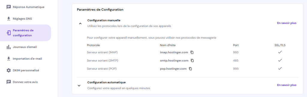 Les d&eacute;tails d'un protocole, le nom d'h&ocirc;te, le port et SSL/TLS 